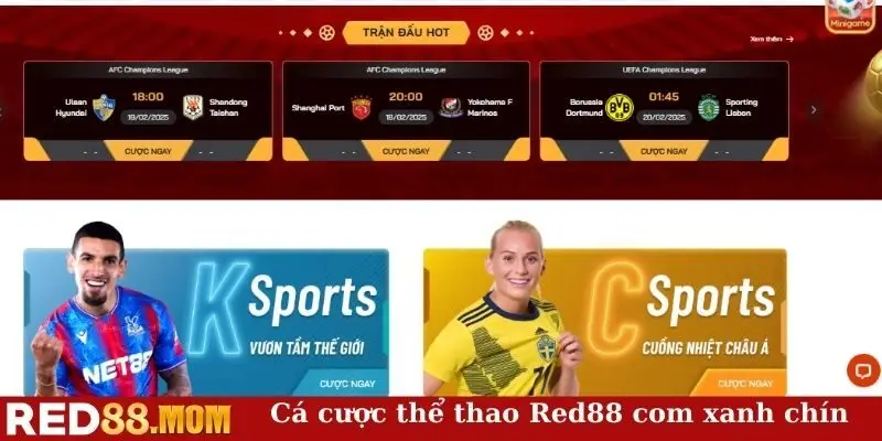 Cá cược thể thao Red88 com xanh chín