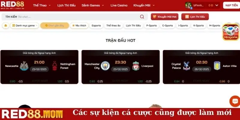 Các sự kiện về game cá cược cũng được làm mới