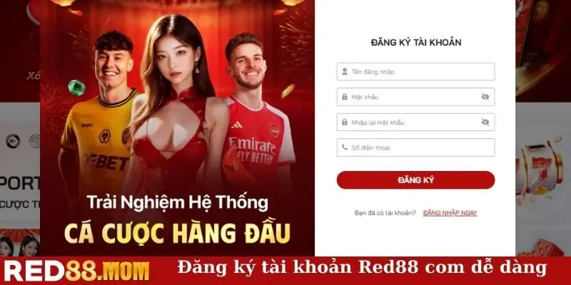 Đăng ký tài khoản Red88 com dễ dàng