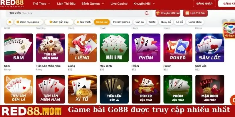 Game bài Go88 được truy cập nhiều nhất