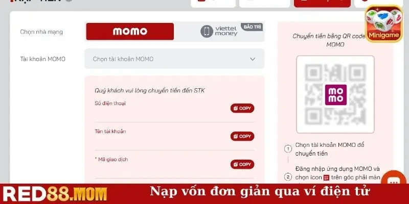 Nạp vốn đơn giản qua ví điện tử