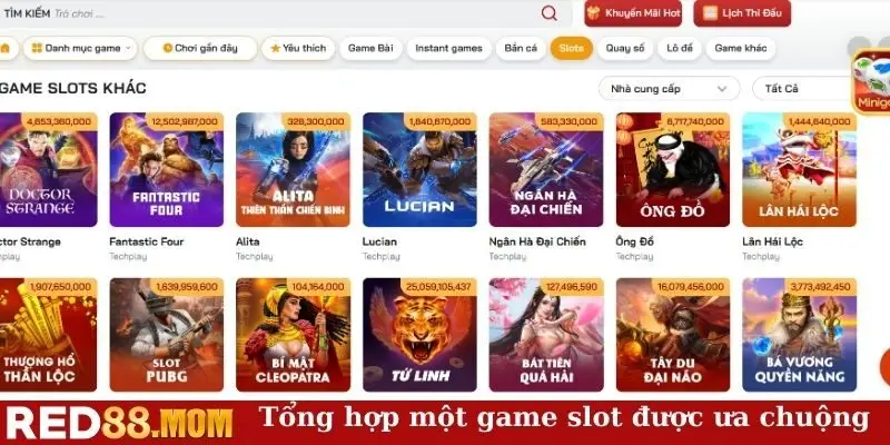 Tổng hợp một số game slot được ưa chuộng