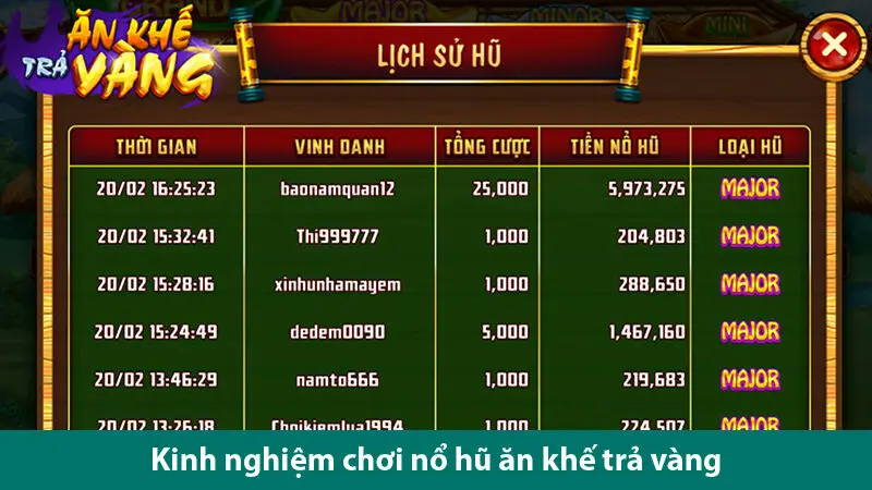 Kinh nghiệm chơi quay hũ ăn khế trả vàng nhận thưởng khủng